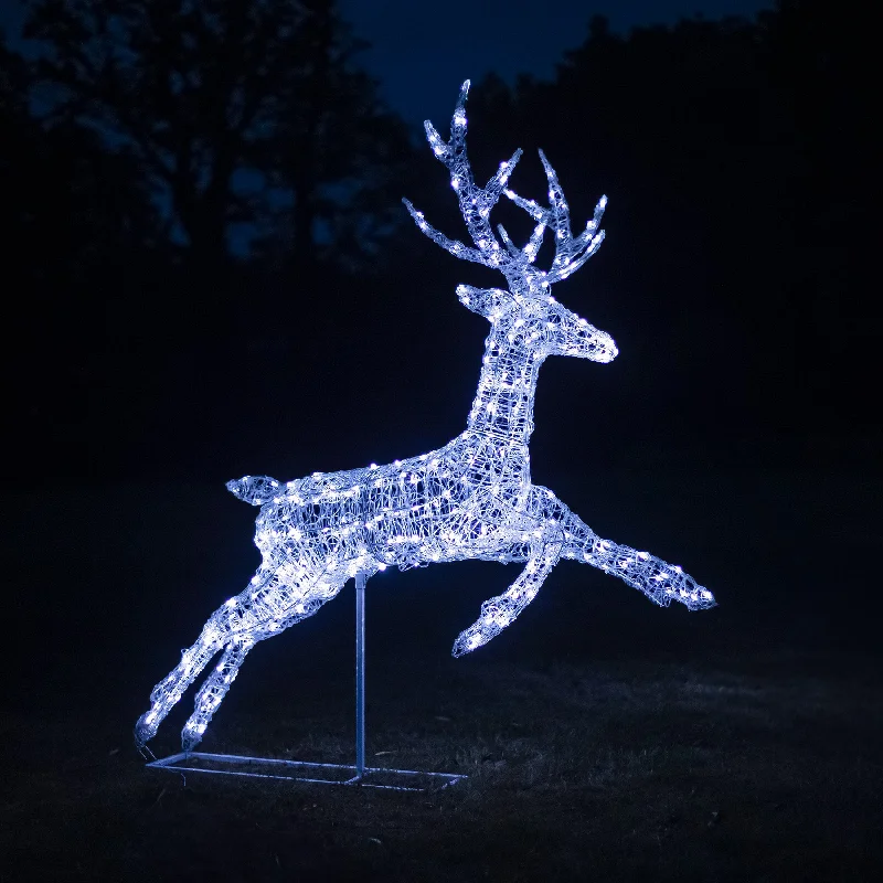 Pre-Lit Christmas Reindeer - 1.5M Soft Acrylic Light Up Flying Stag with 330 White LEDs