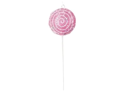 10" Fuchsia Lollipop With Clear Glitter Set Of 12