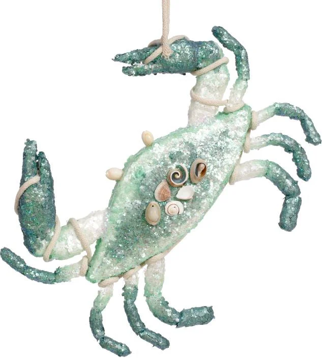 Mark Roberts 11.5" Green Sparkling Crab Ornament Set of 2