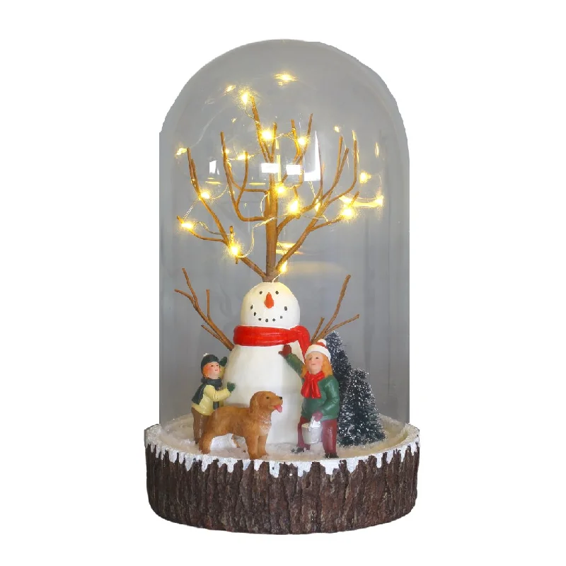 Snowman Scene Glass Cloche Table Top