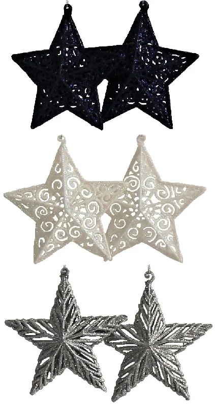 2-Pack of Glitter Star Christmas Ornaments