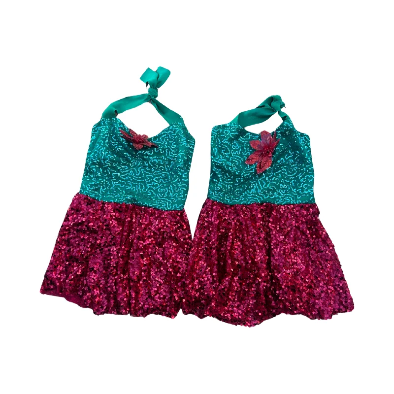 (2) Poinsettia Christmas Dresses