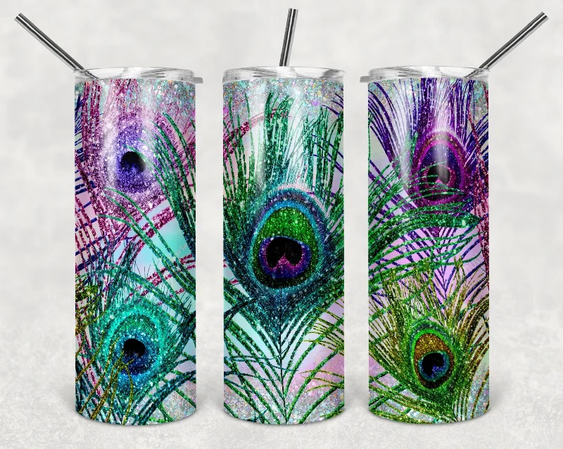 Peacock Feathers 20 oz Skinny Tumbler