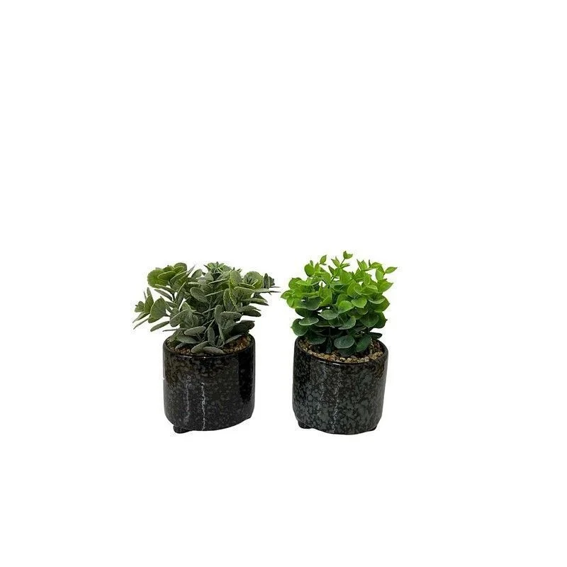 2x Faux Succulent Ceramic Dark Grey - 20cm