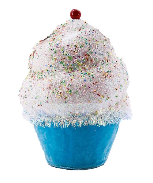 4" Blue Cupcake With Sprinkles Set Of 4