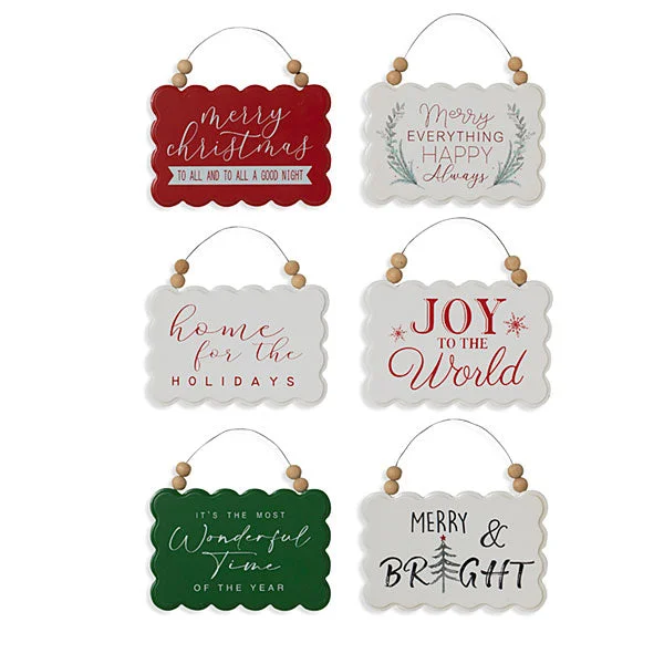 6.5" Assorted Holiday Signs Set Of 6