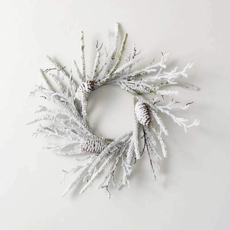 Flocked Pine Twig Mini Wreath