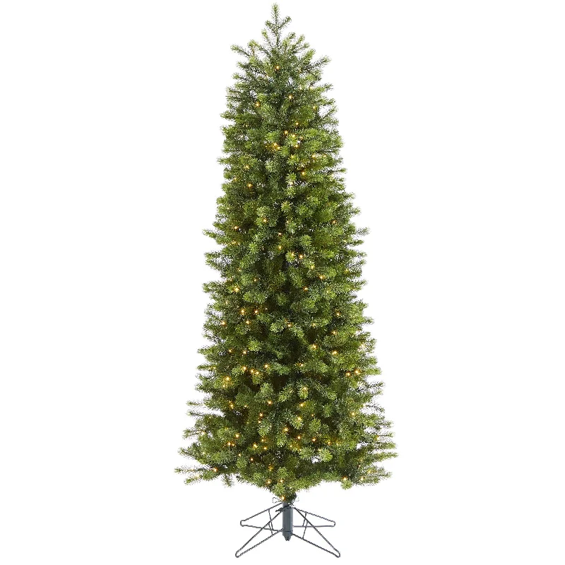 6.5' Slim Colorado Mountain Spruce Artificial Christmas Tree with 450 (Multifunction with Remote Control) Warm White Micro LED Lights with Instant Connect Technology and 918 Bendable Branches