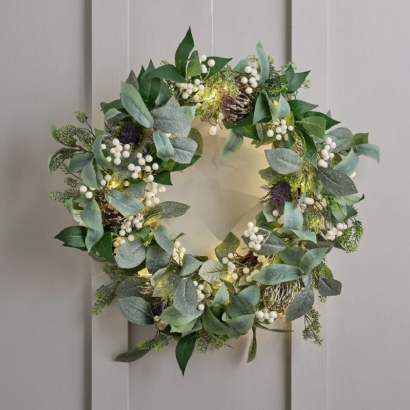 60cm Pre Lit Christmas Collection Wreath