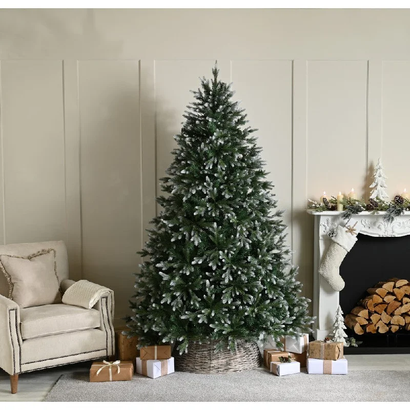 6ft Belvedere Pine Christmas Tree Artificial - White Frosted Green  775 Tips