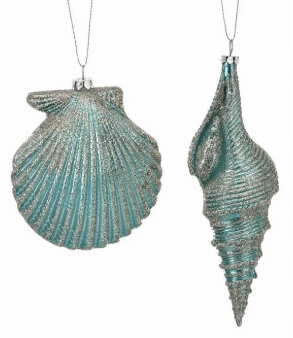 5"-7" Aqua Seashell Assorted Set of 6