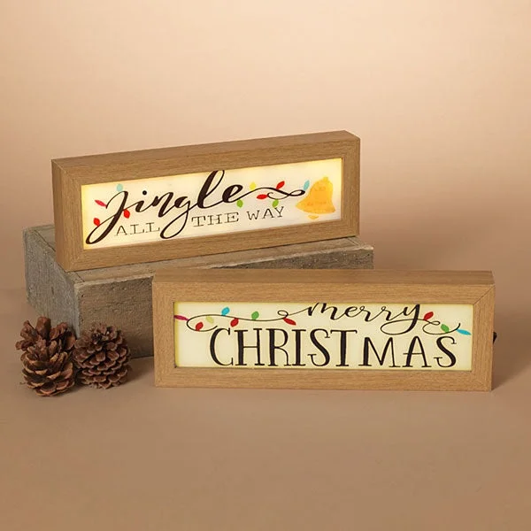 11.8" Battery-Operated Lighted Wooden Holiday Block