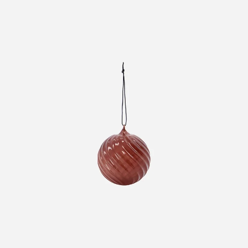 Bauble - Swirl - Red Brown Glass - Christmas Decoration