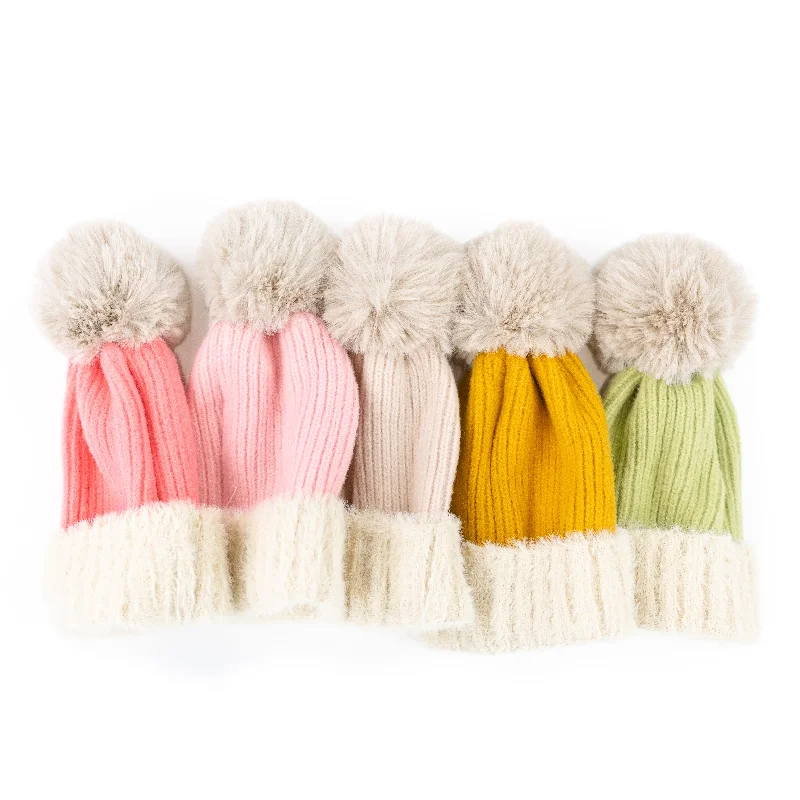 Child Pom Beanie - Multiple Colors