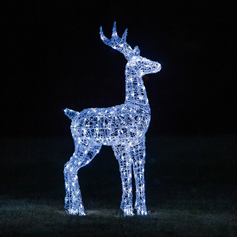 Christmas Reindeer Light - 1.2M Soft Acrylic Outdoor Light Up Stag with 230 White LEDs