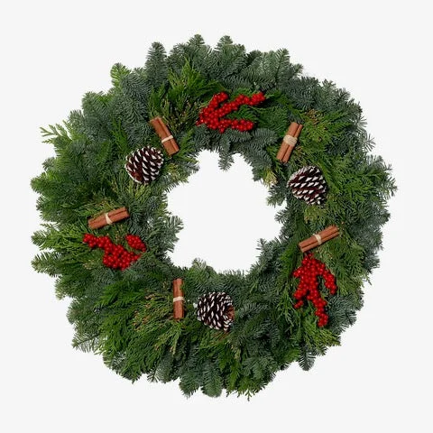 Direct Ship - Cinnamon Collection - 26” Diameter Wreath and 26” Diameter Centerpiece