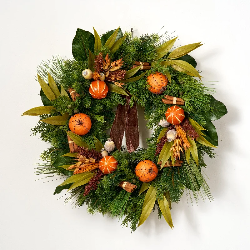 Citrus Spice Christmas Front Door Wreath Winter Mantel Decor - Available in 2 Sizes