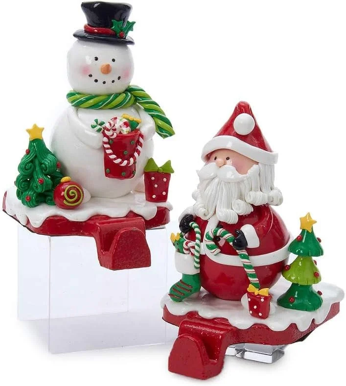 5.5" Claydough Santa/Snowman Stocking Hanger