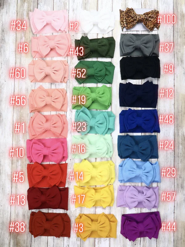 Double Layer Waffle Bow Headwrap - 32 Colors Available