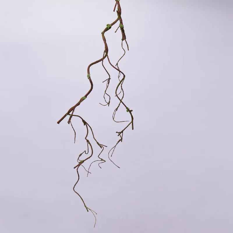 Natural Brown Wired Branch Twig & Green Moss Draping Vine Garland Spray - 37"