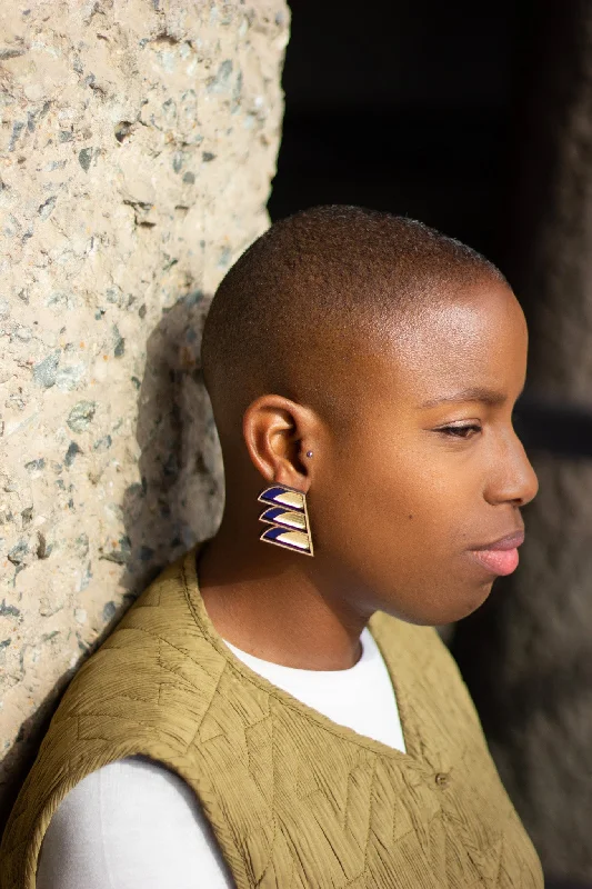 Chalk x Barbican serrated balcony earring navy