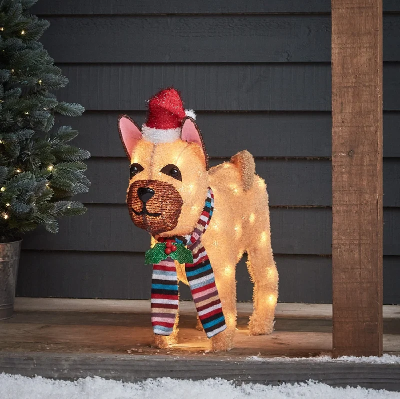 55cm French Bulldog Christmas Figure