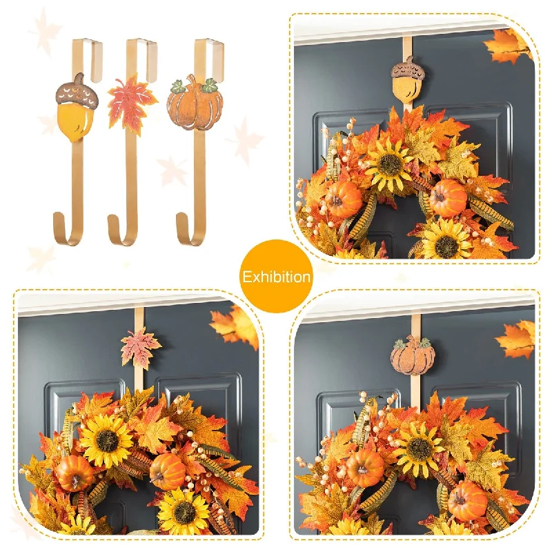 Glitzhome 25"H Fall Pumpkin Lotus Leaf Swag Wreath Thanksgiving Door Decor