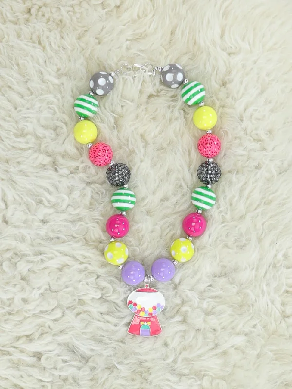 Green Stripes Bubblegum Machine Bubblegum Necklace