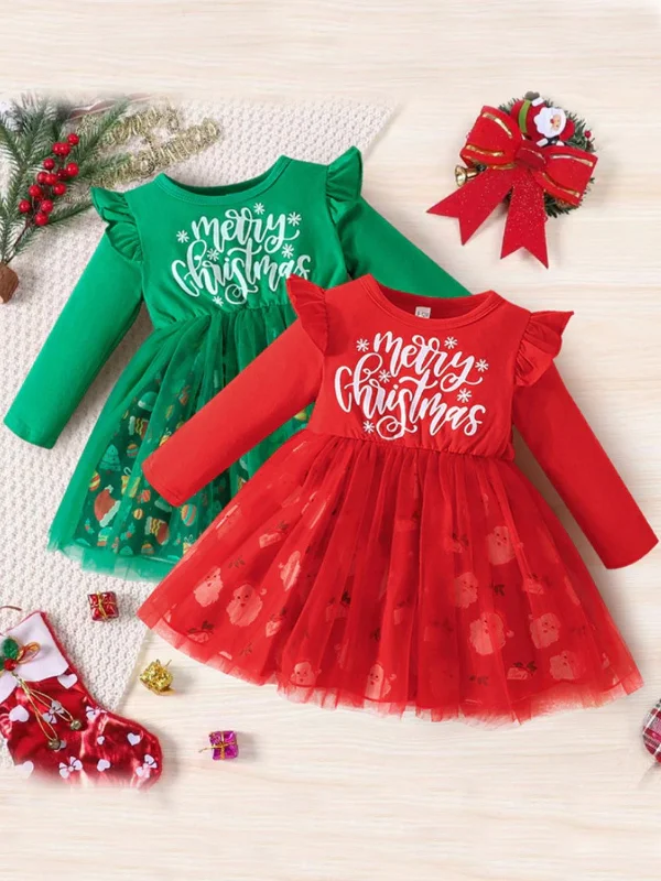 Holiday Twirls Merry Christmas Tulle Dress