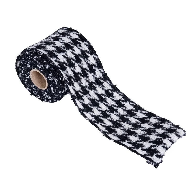 Houndstooth Monochrome 4" Tree Ribbon