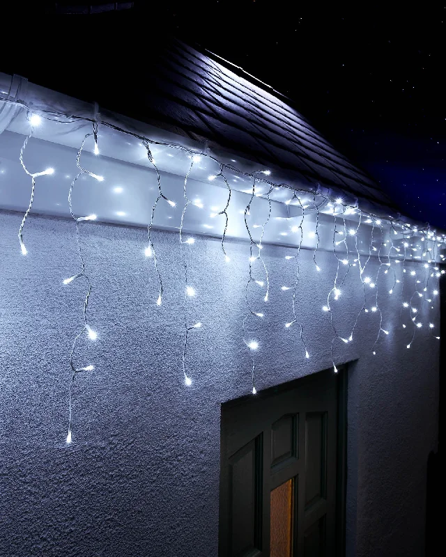 LINK UP LED Icicle Lights, White Cable, White