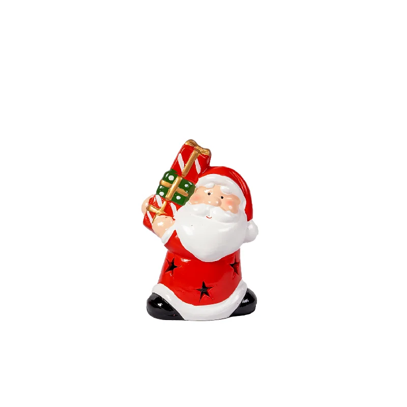 LIT Ceramic Santa with gifts