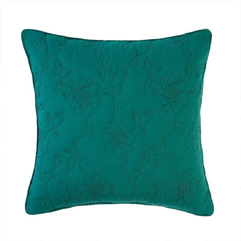 Lottie Emerald Luxury Quilted Filled Square Cushion (45cm x 45cm)