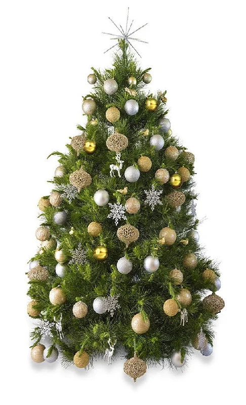 'Metallic' real decorated Christmas Tree - Hire