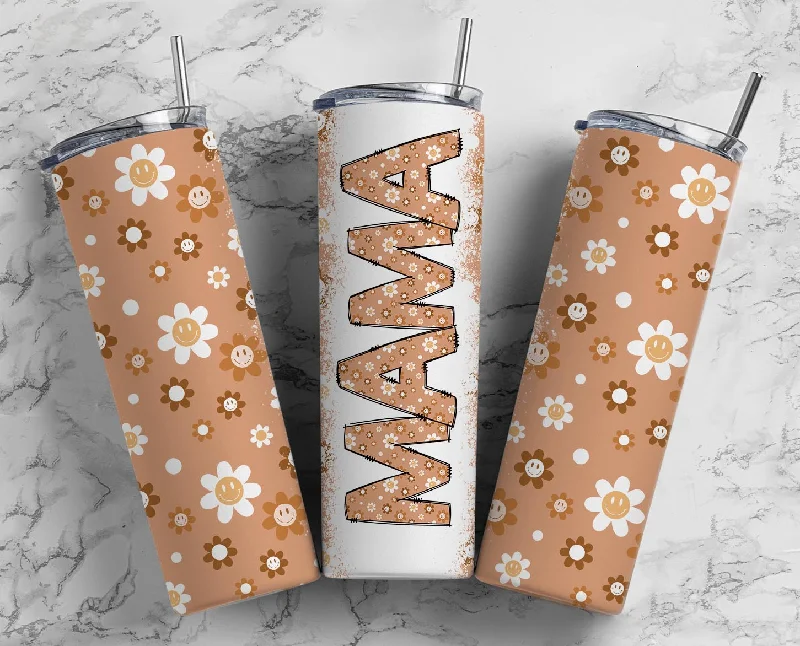 Mom MAMA Retro Hippie Print 20 oz Skinny Tumbler