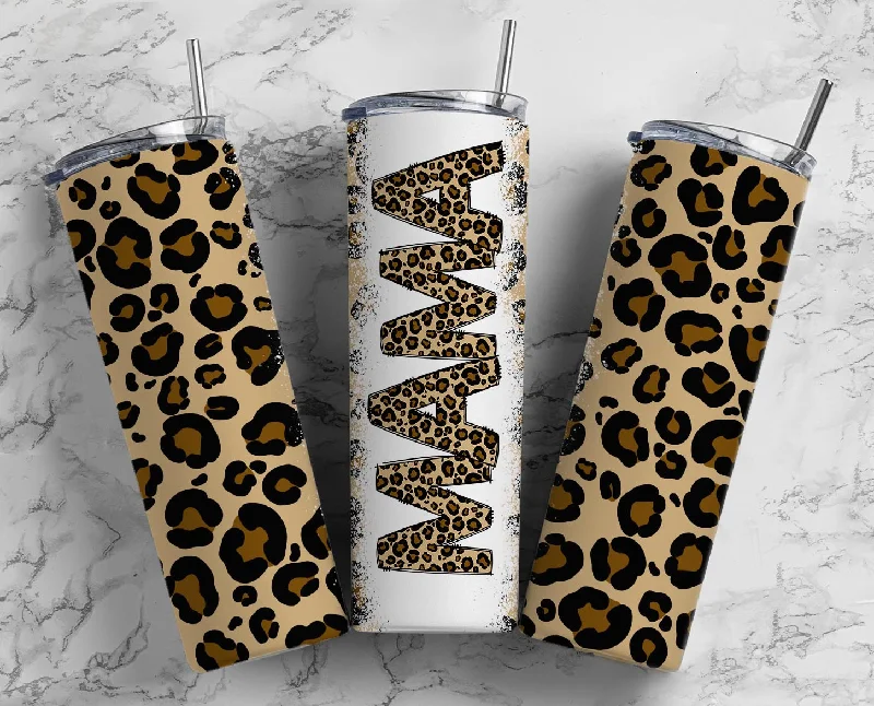 Mom MAMA Cheetah Leopard Print 20 oz Skinny Tumbler