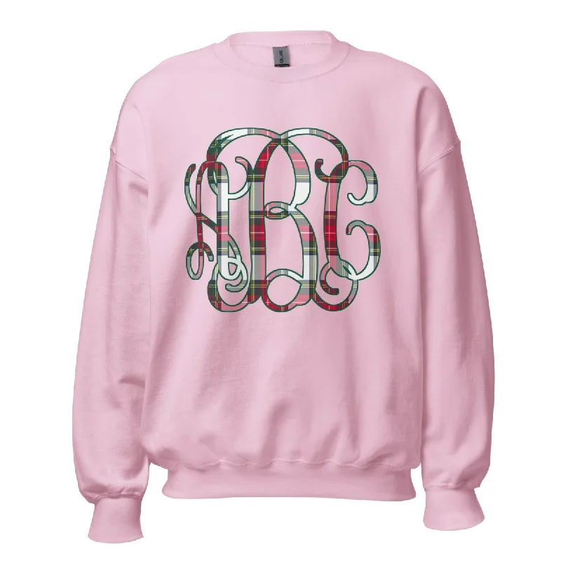 Monogrammed 'Christmas Plaid' Big Print Crewneck Sweatshirt