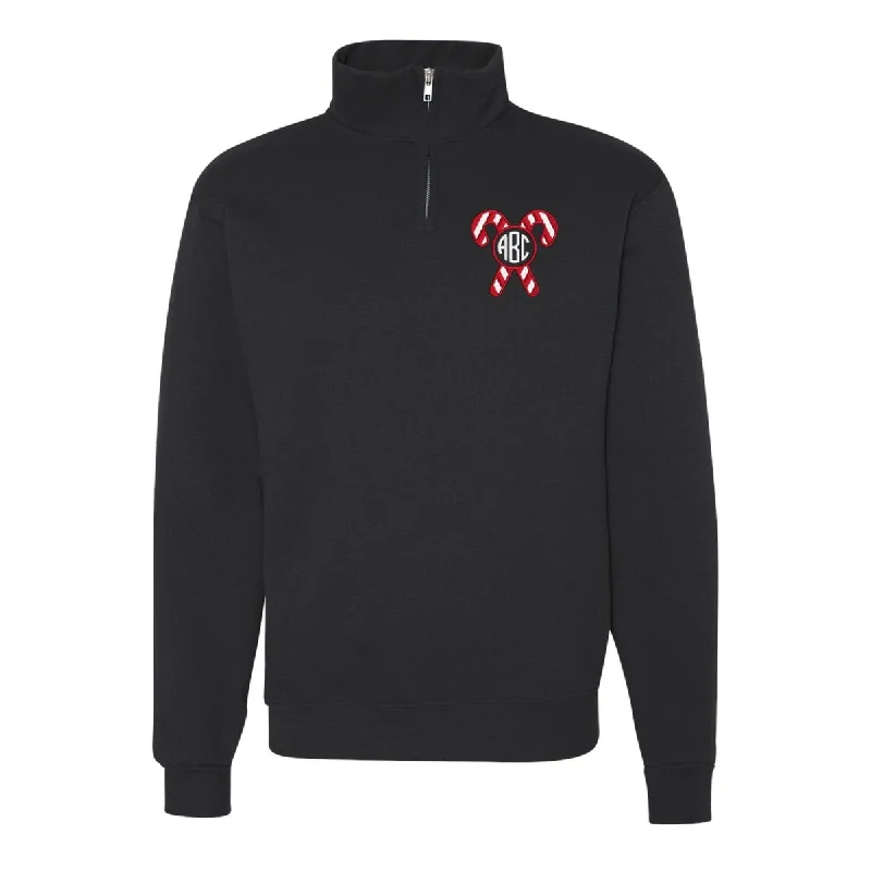 Monogrammed 'Candy Cane' Quarter Zip Sweatshirt