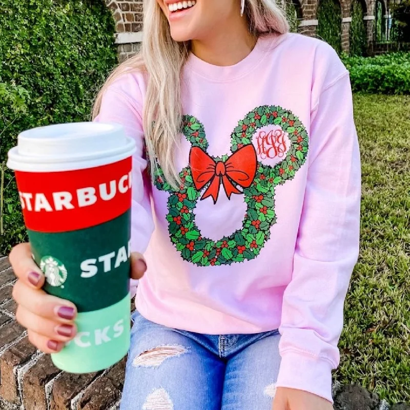 Monogrammed 'Minnie Christmas Wreath' Sweatshirt