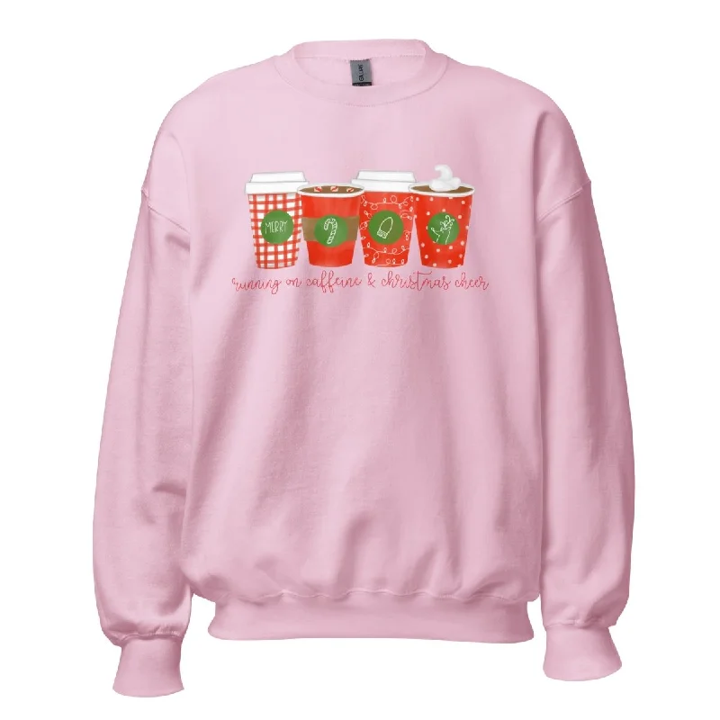 Monogrammed 'Running On Caffeine & Christmas Cheer' Crewneck Sweatshirt