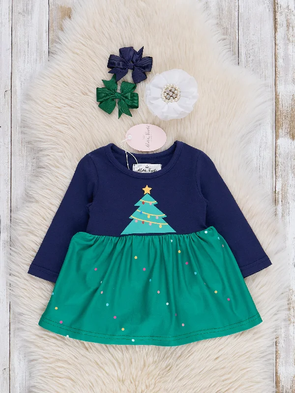 Navy & Green Christmas Tree Bubble