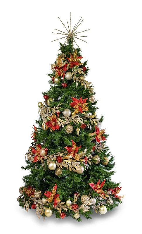 'Poinsettia' LIMITED EDITION artificial decorated Christmas Tree - Hire