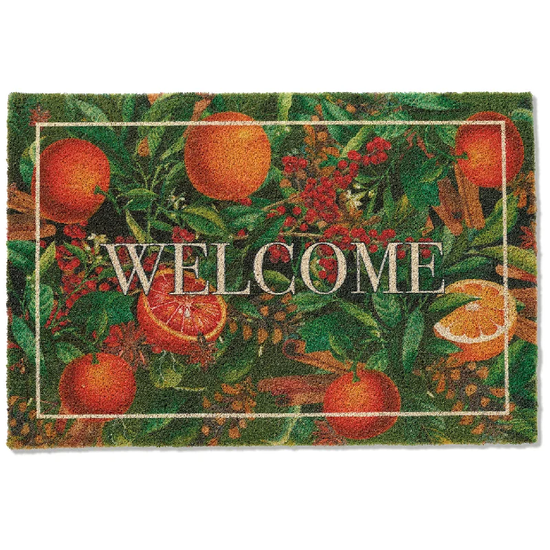 Monticello Evergreen & Orange Welcome Mat