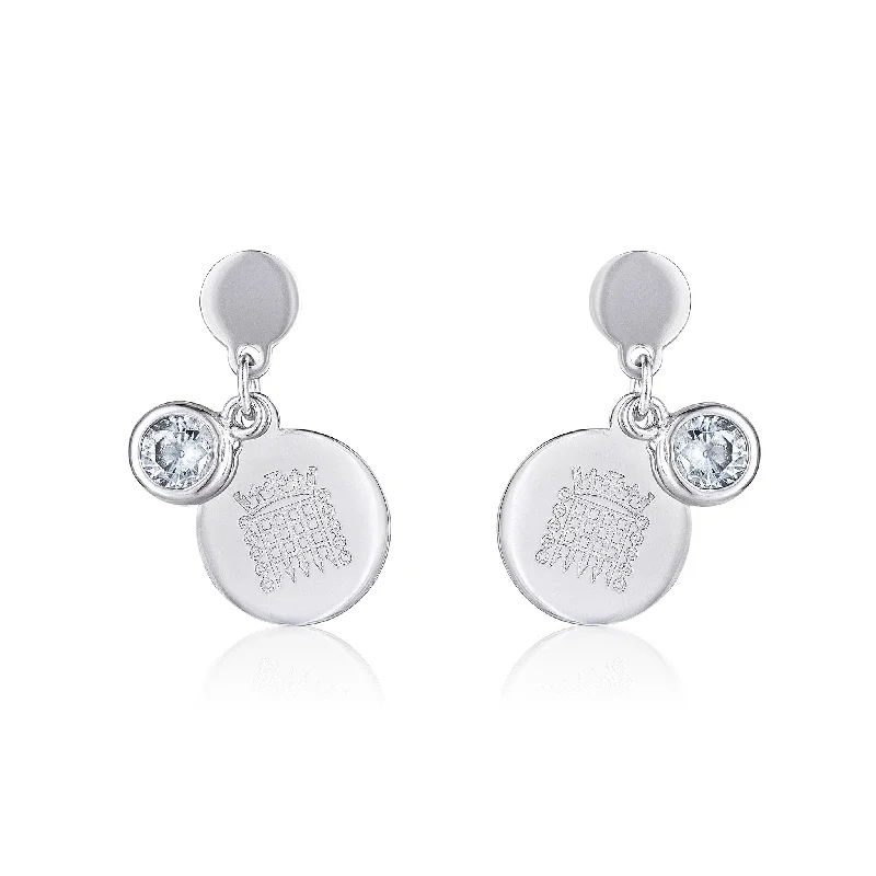 Silver and Cubic Zirconia Portcullis Earrings