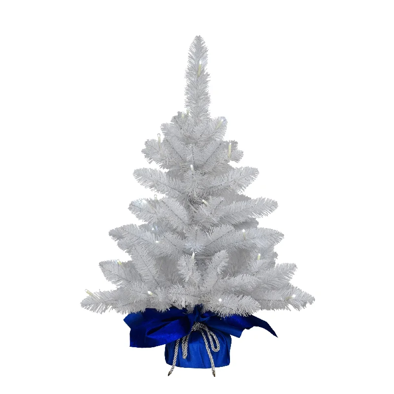 Pre-Lit 2' Table Top Artificial Christmas Tree with 35 Lights in Blue Sac, White