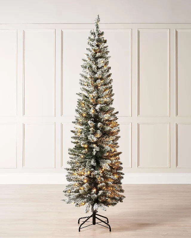 Pre-Lit Snow Flocked Pencil Christmas Tree, 6.5 ft