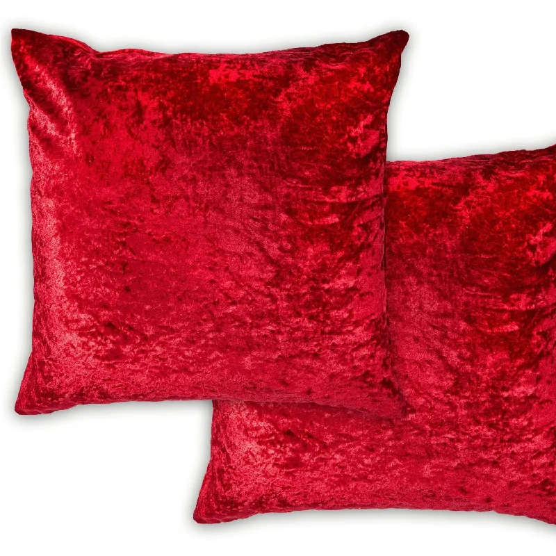 Red Crushed Velvet Luxury Cushion Cover Pair