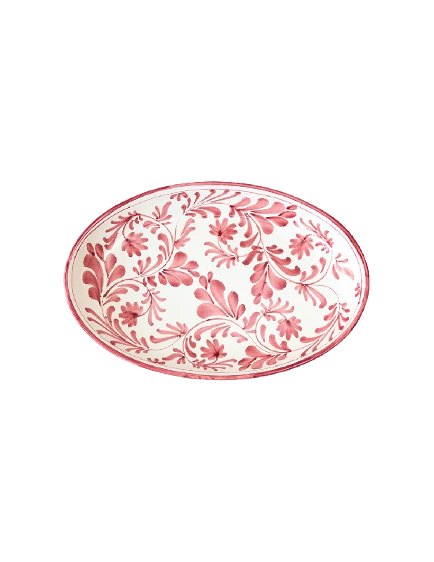 Red Fleurie Oval Platter