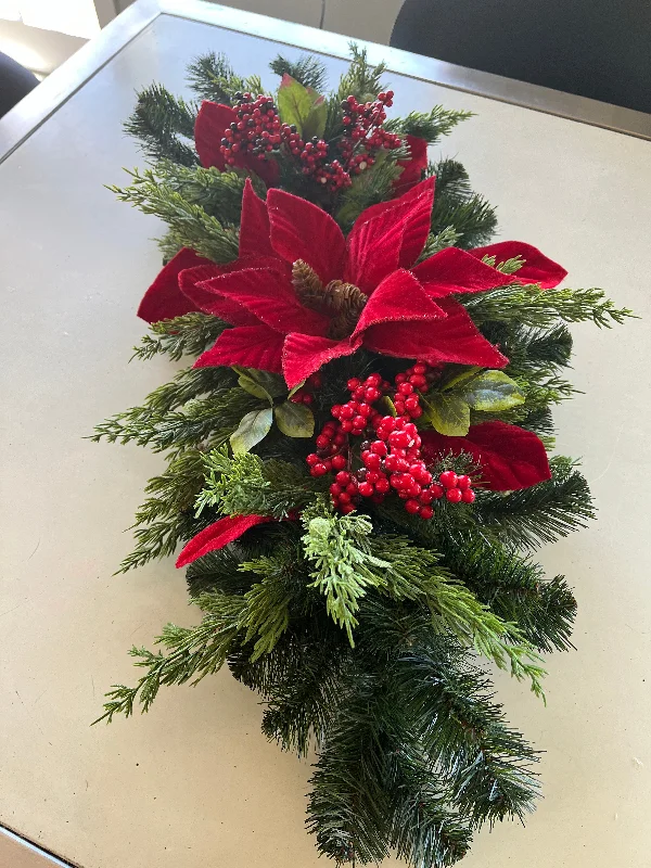 Red Velvet and Real touch Cedar Centre Piece (Customer made)