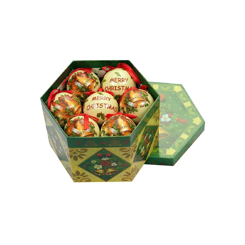 Set of 14 Printed Baubles - Christmas Bells